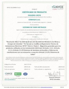 CERTIFICADO DE PRODUCTO ESQUEMA 4 RETIE